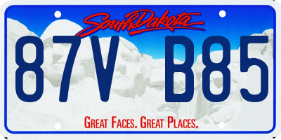 SD license plate 87VB85