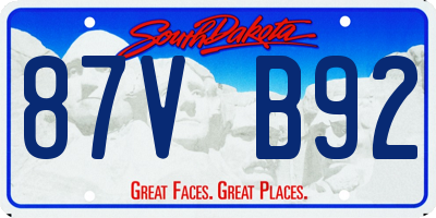 SD license plate 87VB92