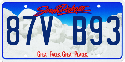SD license plate 87VB93