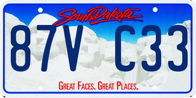 SD license plate 87VC33