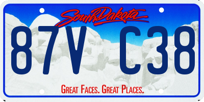 SD license plate 87VC38