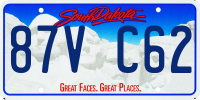 SD license plate 87VC62