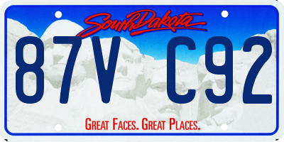 SD license plate 87VC92