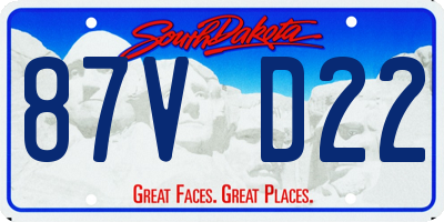 SD license plate 87VD22