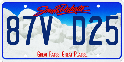 SD license plate 87VD25