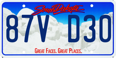 SD license plate 87VD30