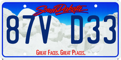 SD license plate 87VD33