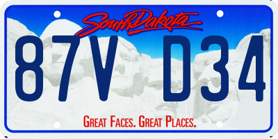 SD license plate 87VD34
