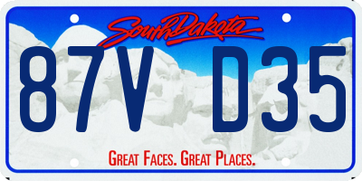 SD license plate 87VD35
