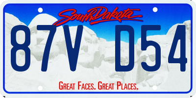 SD license plate 87VD54
