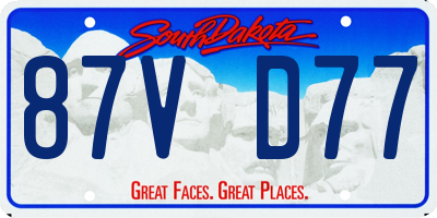 SD license plate 87VD77