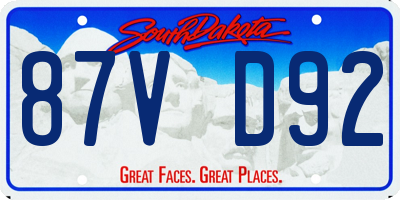 SD license plate 87VD92