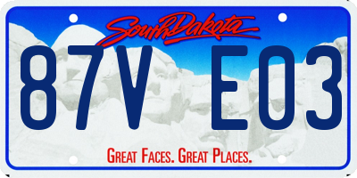 SD license plate 87VE03