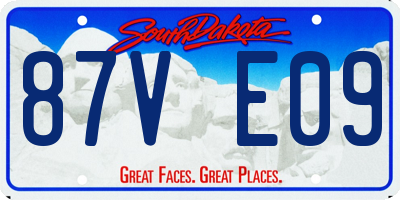 SD license plate 87VE09