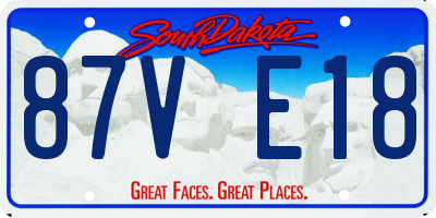 SD license plate 87VE18