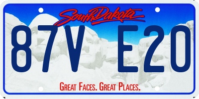 SD license plate 87VE20