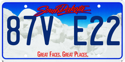 SD license plate 87VE22