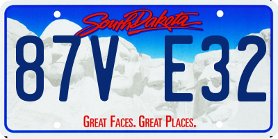SD license plate 87VE32