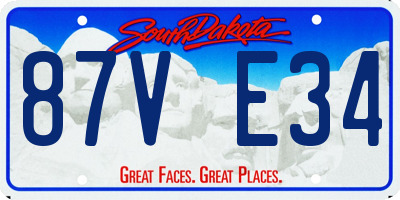 SD license plate 87VE34