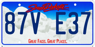SD license plate 87VE37