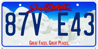 SD license plate 87VE43