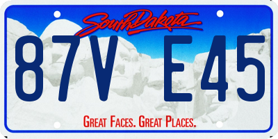 SD license plate 87VE45