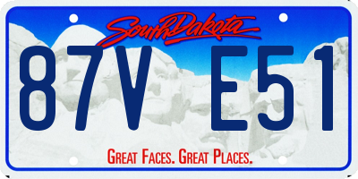 SD license plate 87VE51