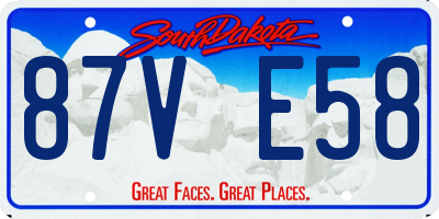 SD license plate 87VE58