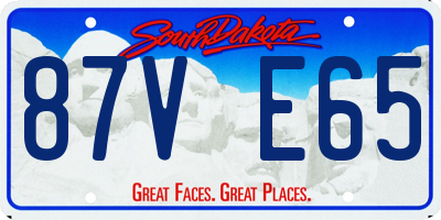 SD license plate 87VE65