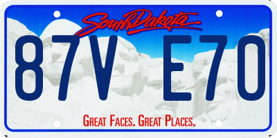SD license plate 87VE70
