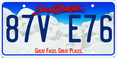 SD license plate 87VE76