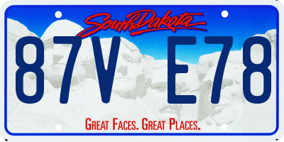 SD license plate 87VE78