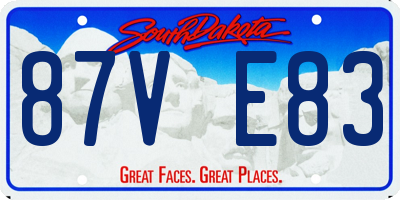 SD license plate 87VE83