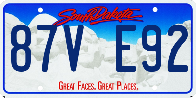 SD license plate 87VE92
