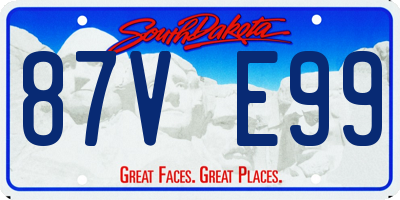 SD license plate 87VE99
