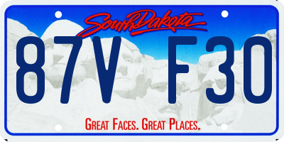 SD license plate 87VF30