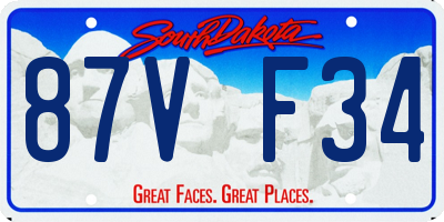 SD license plate 87VF34
