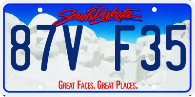 SD license plate 87VF35
