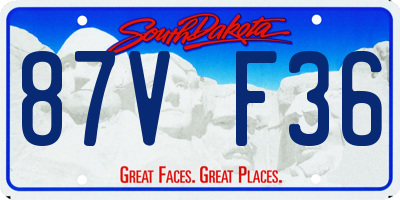 SD license plate 87VF36