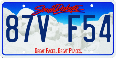 SD license plate 87VF54