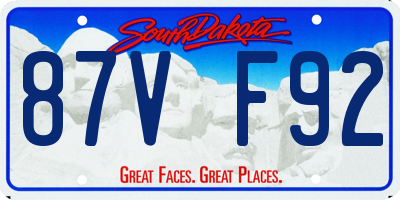SD license plate 87VF92