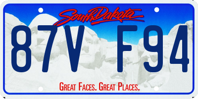 SD license plate 87VF94