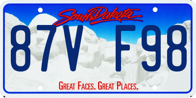 SD license plate 87VF98