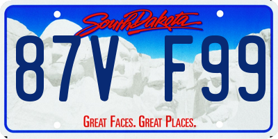 SD license plate 87VF99