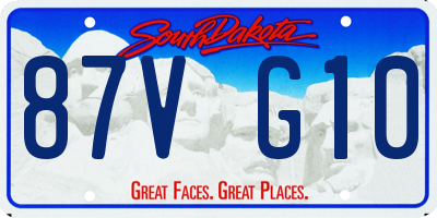 SD license plate 87VG10