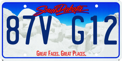 SD license plate 87VG12
