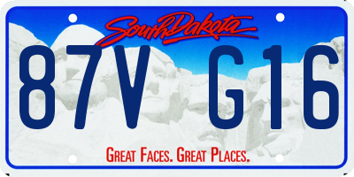 SD license plate 87VG16
