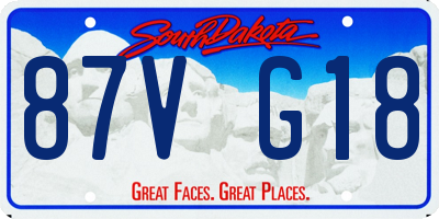 SD license plate 87VG18