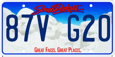 SD license plate 87VG20