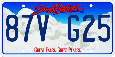 SD license plate 87VG25